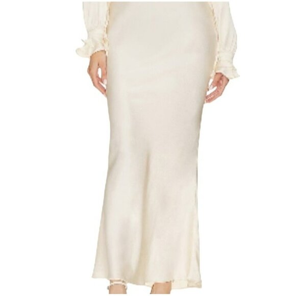 Stone Cold Fox X Revolve Vicious Slip Dress Ivory Silk Ruffled NWT Satin Viral L - Picture 4 of 16